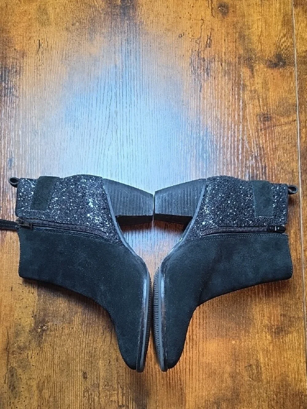 GIANNI BINI | Glitter Heel‎ Ankle Booties Side Zip Black Buckle Boots | 8.5